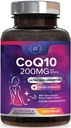 Coenzyme Q10 200 מ"ג לתוספת שירות - Ultra High Absorption, Antioxidant for Heart Health & Energy Production Support - CoQ10 (Ubiquinone) Co Q 10 & ויטמינים 100 מ"ג כל אחד - 120 Softgels
