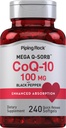 Piping Rock CoQ10 100 מ"ג | 240 Softgels | תוספת משופרת עבור נשים וגברים | Non-GMO, Gluten Freeten