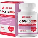 OMOGS CoQ10 200 מ"ג Softgels, Coenzyme Q10 גבוה Absorption תוספי תמיכה בריאות הלב, Cardiovascular Health, Immune System & Energy Production, Gluten Free, 90 Softgels