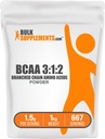 BulkSupplements.com BCAA 3:1:2 אבקה - תוספי BCAA, אבקת חומצות Amino Acids - Unflavored & Gluten חינם, 1.5g לכל משרת, 1kg (2.2 lbs) (Pack of 1) (Pack of 1)
