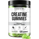 Jacked Factory Sugar Free Creatine Gummies - 5g Daily Dose (1.25g per Gummy) - Creatine Gummy Sugar Free for Men and Women, Vegan-Friendly, Third-Party Tested - 120 חניכיים, Apple ירוק