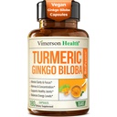 ג'ינקגו בילובה בתוספת Turmeric Curcumin ו Black Pepper עבור Absorption גבוהה - ג'נקו בילובה קפסולות עם Curcuma עבור Focus, תמיכה בזיכרון, Joint & Brain Health - NonGMO - 180 קפסולות טבעוניות