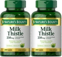 חלב בוני של Nature's Bounty Milk Istle כמוסות, המשמש באופן מסורתי לבריאות Liver, תוסף צמחי, 250 מ"ג לשרת, 200 Count (Pack of 2)