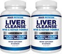 Arazo Nutrition Liver ניקוי של Detox & תיקון פורמולה - Milk Thistle Herbal Support Supplement: Silymarin, Beet, Artichoke, Dandelion, Chicory Root (Pack of 2)