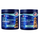 כלב עין ו Liver Wellness Bundle - חזון תומך צ'אדים עם אנטי-oxidants ואומגה 3s Plus חלב Istle Live Detox Chews עם NAC ו Curcumin - תמיכה בריאות יומית טבעית לכלבים של All Breeds