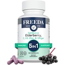 חינםDA Sambucus Elderberry עם ויטמין C, Zinc, ויטמין D3 & ג'ינג'ר - 5 ב 1 Herbal Antioxidant Immidant Immidant תמיכה תוספת עבור נשים וגברים - Gluten Free Adultberry קפסולות, ארה"ב Made (120 Count)