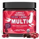 Llama Naturals Kids Multivitamin Gummies, טבעוני, אורגני עם ויטמין D, C & K, טודלר אמיתי פירות חניכיים ויטמין, תוספת צ'ילה, מזון רב ויטמין, לא תוספת סוכר Cane, צ'רי, 90 Cttler Real פירות Gummy ויטמינים, תוספי מזון שלם, כל מזון רב ויטמין, No added Sugar Cane, Cherry, 90 Ctttler