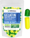 XPRS Nutra Size 2 קפסולות ריקות - 100 הרוזן ריק Gelatin קפסולות - Pills Diet Filling - Pure Bovine Pill Gel Caps for Do-It-Yourself Supplements (Green/Yellow)