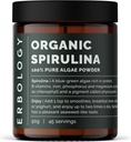 Erbology Organic Spirulina Powder 3.2 oz - 45 Servings - Sustainably Sourced in Portugal - Energy and Immunity Support - Rich in Chlorophyll, B Vitamins, Iron and Phosphorus - Vegan - GMO-Free