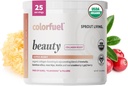 Sprout Living, Colorfuel Beauty Powder Drink Mix, Organic Superfoods + Adaptogens | Hair, Skin & Nails Support, Vegan Collagen Boost, Biotin, Silica, Vitamin C, Super Berry Flavor (25 Servings)