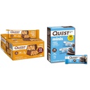 Quest Nutrition Crispy Chocolate Peanut Butter Hero Protein Bar 18g Protein 1g Sugar 3g Net Carb Gluten Free Keto Friendly 12 Count and Mini Cookies & Cream Protein Bars High Protein Low Carb Keto Friendly 14 Count
