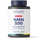 ProHealth Longevity Essentials NMN 500 (500mg, 30 Capsules) - Featuring Nexergy NMN 500mg Supplement, NAD+ Precursor, Dietary Supplement, Cellular Health, Metabolism Support