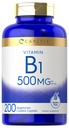 Carlyle ויטמין B1 500 מ"ג (Thiamine) | 200 טבליות צמחוניות | Non-GMO ו- Gluten Free Supplement