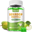 סוכר חינם Soursop Graviola Gummies - אורגני Soursop Leaves & פירות לחלץ - סיוע תזונתי, Immune Support & Antioxidant Properties - 60 Apple Flavored Gummiessop