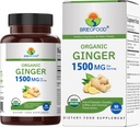 Brieofood אורגני ג'ינג'ר 1500 מ"ג, 45 שרתים, Vegetarian, Gluten Free, 90 טבליות Vegetarian