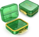 7 השוואת נסיעות גלולות Box, גלולות מארגנת Moisture הוכחה מיני מקרה גלולת גלולה קטנה עבור Pocket Purse, Daily Portable Medicine Box, Fish Oil Box, תוסף Box (Green)
