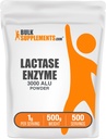 BulkSupplements.com Lactase Enzyme (3000 ALU) אבקה - Lactase Enzyme תוסף, תמיכה מזיקה - Gluten Free, 1g לכל משרת, 500g (1.1 lbs) (Pack of 1)