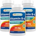 Best Naturals ויטמין B6 25 מ"ג 250 טבליות (250 Count)