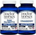 Doctor Morse's Saw Palmetto 5000mg & Cranberry 30000 מ"ג Bundle - Prostate Health, Urinary Tract Support, ו- All for Men and Women, FDA-registered, NSF-Certified 90 קפסולות