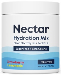 Nectar Sugar חינם אלקטרוליט אבקת - פירות אורגניים No Sugar או Calories - אבקת hydrotion עבור Dehydration הקלה ו Rehydration - Keto and Paleo (Strawberry לימון 40 לשרת Tub)