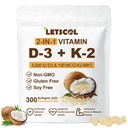 2-in-1 Vitamin D3 K2 Supplement Softgel, Vitamin D3 5000 IU and Vitamin K2 100 mcg, K2 MK7 with D3 Vitamin Supplement Support Immune, Heart, Joint, Teeth & Bone Health
