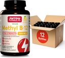 Jarrow Formulas תוספת כוח Methyl B-12 1000mcg, תוספת תזונתית לייצור חשמל סלולרי ותמיכה לבריאות המוח, 100 טבליות Chewable לימון, 100 יום אספקה, אריזה של 12 ימים