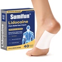 Sumifun 4% Lidocaine Patches - Plantar Fasciitis Relief, Foot & Neck & Arm & Small Pain Areas - Maximum OTC Strength - Stays in Place (Small, Count, 40)