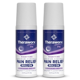 Theraworx Nighttime Maximum Strength Pain Relief Roll-on with Lidocaine – 2.5 oz - 2 Count