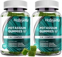 Potassium 3 ב 1 מורכב חניכיים סוכר חינם, פורמולה חדשה עם 99 מ"ג Potassium Citrate, Potassium Chloride, Potassium Gluconate, Cramps & השרירים תוספי, 120 Chewables