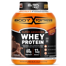 Body Fortress Super Advanced Whey Protein Powder, Chocolate, Immune Support (1), Vitamins C & D Plus Zinc, 3.9 lbs.