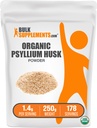 BulkSupplements.com אורגני Psyllium Husk אבקת - Psyllium Husk אבקת עבור Baking, סיבים תוספת - Gluten Free, 1.4g לשרת, 250g (8.8 oz) (Pack של 1)