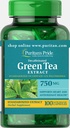 תה ירוק של Puritan's Pride Decaffeinated מופק 750 מ"ג 100 קפסולות