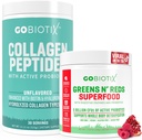 GOBIOTIX Super Greens & Collagen Bundle - Vitality Boost with Organic Spirulina & Hair-Skin-Nails Support - 30 משרתות כל אחד
