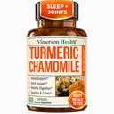 תוסף Turmeric וצ'מומיל קפסולות לשינה - תוספי שינה אורגניים Turmeric בתוספת תמצית פרחים Chamomile (Manzanilla) - רגיעה & Stress Support - Joint & Digests.