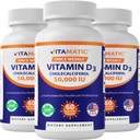 Vitamatic 3 Pack ויטמין D350,000 IU (כמו Cholecalciferol), Once Weekly Dose, 1250 mcg, 60 ווג'י קפסולות שנה אחת, פורמולה מתקדמת מסייעת ויטמין D Deficiencies