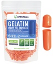XPRS Nutra Size 2 קפסולות ריקות - 100 הרוזן ריק Gelatin קפסולות - Pills DIY כמוסות מילוי - Pure Bovine Pill Gel Caps for Do-It-Yourself Supplements (Orange)