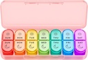 מארגנת גלולות שבועיות 2 פעמים ביום - AM PM Pill מארגנת עם 7Daily Color-coded Small Cases, Morning and Night Travel Pill Cases עבור ויטמינים, תרופות ותוספים