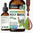 BIO KRAUTER Holyזיל Tincture - תמצית נוזלי אבקת Tulsi - תומך Calmness ורגיעה - תוסף Ursolic Acid - אלכוהול וסוכר חינם - טיפות טבעוניות 2 Fl.Oz.