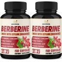2 Pack Berberine HCl- Plus Ceylon Cinnamon, Turmeric, Milk Thistle, Artichoke, Black Pepper, Berberine HCI Roots Pills - Imm System