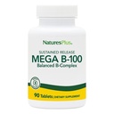 Natures Plus Mega B-100 Complex - 90 טבליות אנדרוטריות - אנרגיה ומוח Booster - Gluten Free - 90 משרתות