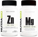 NutraBio Zinc Chelate and Reacted Magnesium תוסף Bundle - ויטמין תוסף Bundle עשוי לעזור לתמוך במערכת החיסון ועצם בריאות העצם