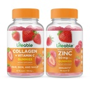 Lifeable Collagen & ויטמין C + Zinc 50 מ"ג, חניכיים Bundle - גדול Tasting, ויטמין תוסף, Gluten Free, GMO Free, Chewable Gummy