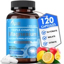 ASSR משולש Magnesium Complex - 300mg Magnesium תוסף עם Glycinate, Malate & Citrate - תמיכה מרגיעה, שריר ותפקוד עצבי - גבוה Absorption, טבעוני, non-GMO, 120 קפסולות