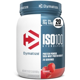 Dimatize אבקת חלבון ISO100 Whey חלבון Isolate, Strawberry, 25g של חלבון, 5.5g BCAAs, פחות מ 120 קליפורניה, Gluten חינם, 1g שומן, 1g סוכר, 2g Carb (20 משרתים)