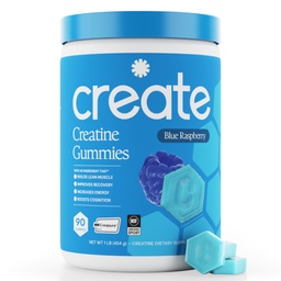 צור Creatine Monohydrate חניכיים עבור גברים ונשים, Boost Focus, כוח ו אנדורנס, Anti-Melting פורמולה, טבעוני, Gluten-Free, non-GMO, 1.5g של Creatine per Gummy (בלום כחול, 90 ct)