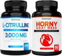 L Citrulline (240 קפסולות) L Arginine & Nitric Oxide עבור Stamina, Endurance & Performance for Workouts and Hory Goat Weed (60 קפסולות) Premium Horygoatweed & Icariin Epimedium - טבעוני & USA Made Made
