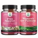 Bundle של Advanced PMS תמיכה תוסף עבור אנרגיה נמוכה Mood תמיכה Cramps ו Bloating הקלה עבור נשים וכוח נוסף ראה Palmetto עבור נשים - DHT Bloer Thicker מייבש שיער ויטמין