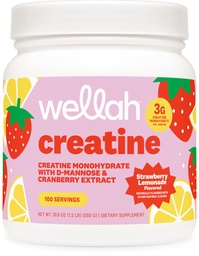 Wellah Creatine for Women - Creatine Monohydrate with Dandelion & Cranberry Extract (100 Servings, Strawberry Lemonade)