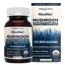 MycoMax Mushroom Complex - 70% Beta Glucans, Max Potency Mushroom, US Grown + Ultra Extraction - Lions Mane, Cordyceps, Reishi & More - Cognition, Immunity, Energy - 60 כמוסות
