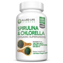 Allied Life Spirulina ו Chlorella | אורגני Chlorophyll טבעוני אבקת חלבון ירוק סופר מזון